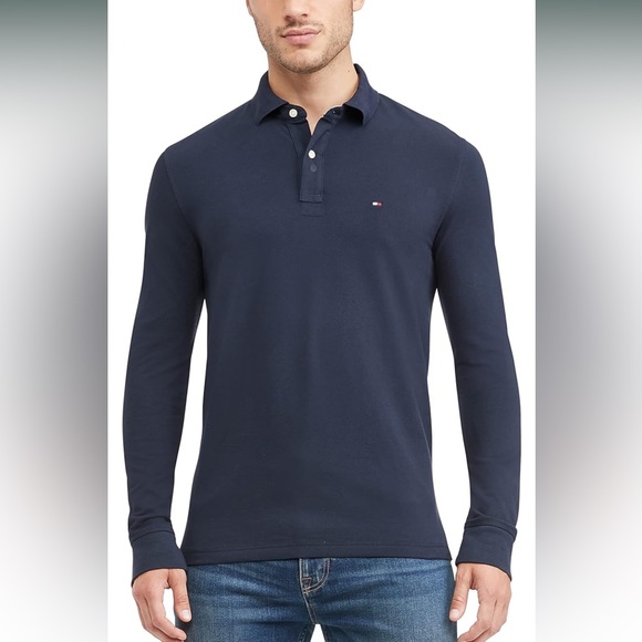 Tommy Hilfiger Men's Long Sleeve Polo Shirt in Regular Fit - Picture 2 of 6